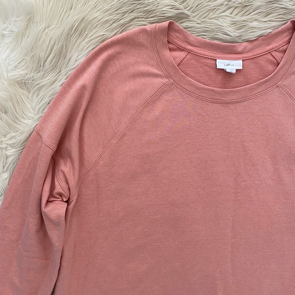 J. Jill Fit Pink Crewneck Long Sleeve Pullover Side Button Sweatshirt Tunic Top - Picture 2 of 7